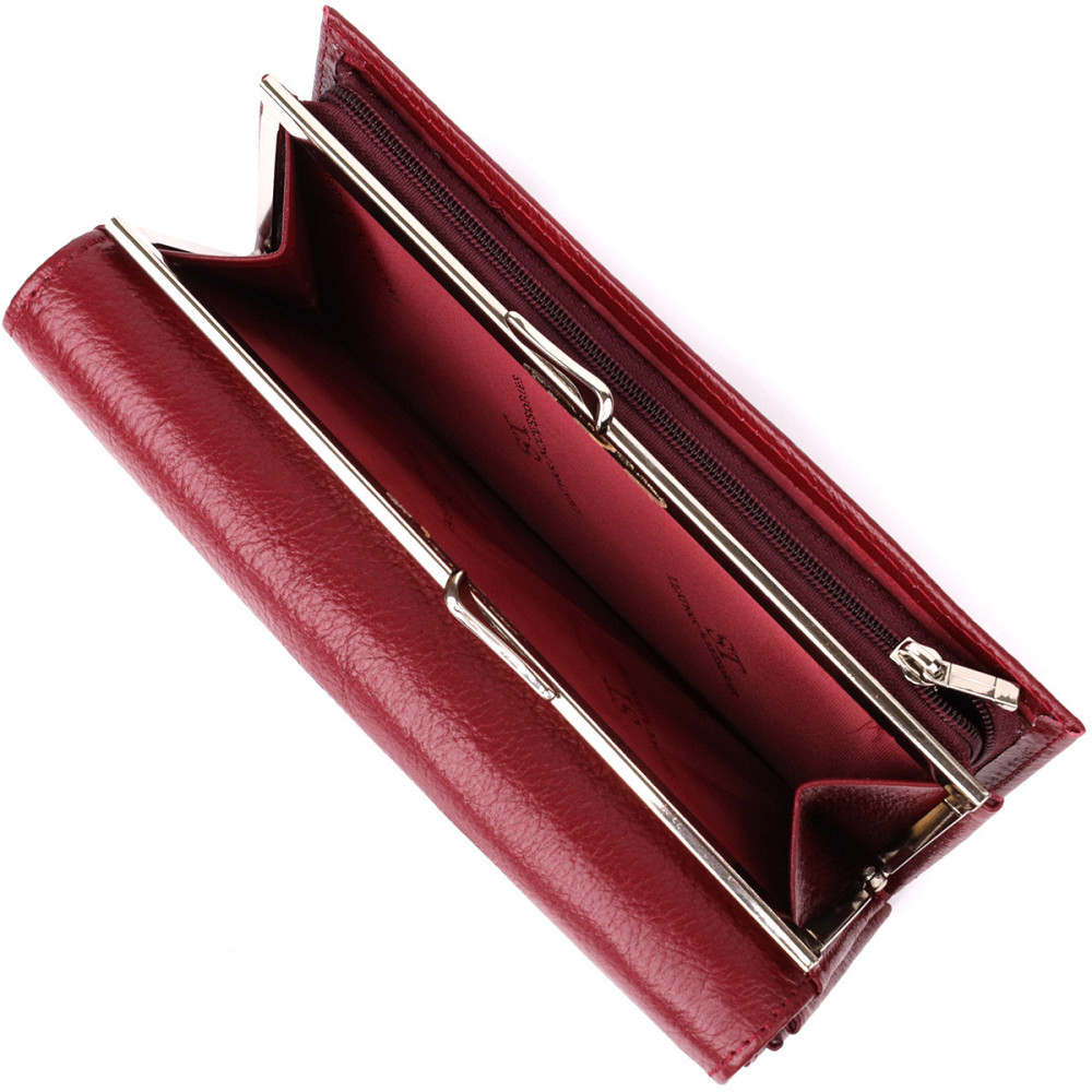 Модный женский кошелек на магнитах из натуральной кожи Бордовый (ST Leather) Киев - изображение 2