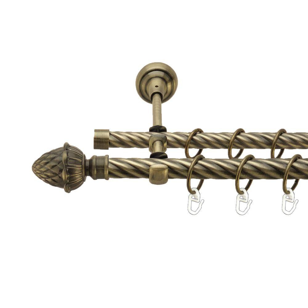 Карниз Orvit Цинара металевий дворядний відкритий скручена труба кільце металеве Антик 19\16 мм 240 см (00-00017499) Львів - фото 1