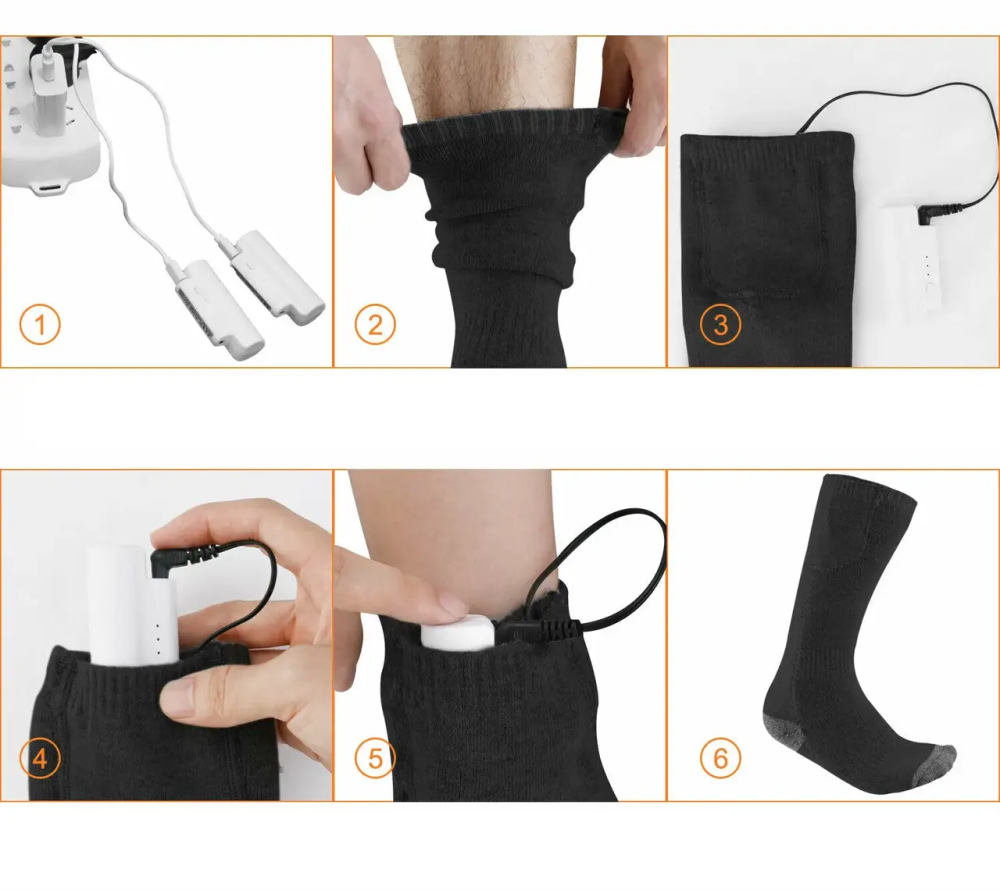 Шкарпетки KC-S0023 з підігрівом та блоком живлення 2200 mAh (Чорний) Вінниця - фото 8