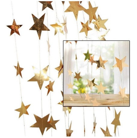 Гирлянда Звездочки на нити для праздника 4 м на 7 см золотистый Киев - изображение 4