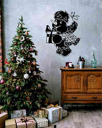 Декоративное настенное Панно «Снеговик», Декор на стену 90*67 см, Черный Киев