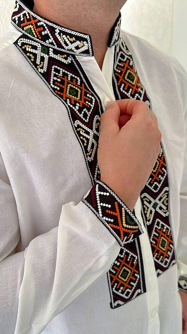 Мужская современная вышиванка с длинным рукавом коттон 50 Одесса - изображение 3