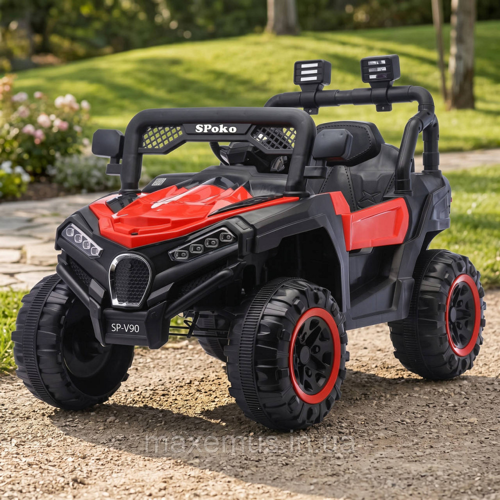 Детский электромобиль багги Spoko SP-V90 Красный двухместный с пультом управления 12V для детей 2-8 лет Мостиска - изображение 8