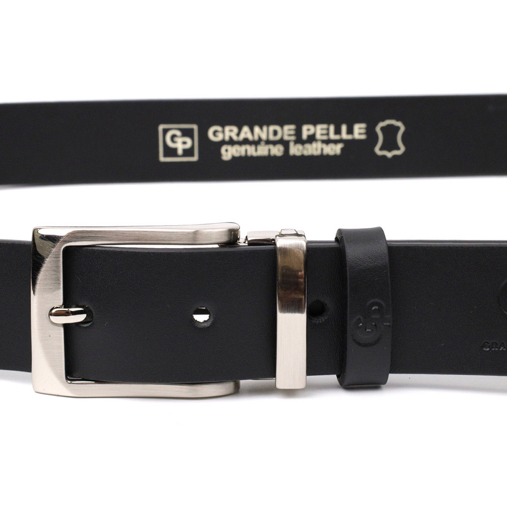 Стильный брючный ремень для мужчин из натуральной кожи GRANDE PELLE 11675 Черный Киев - изображение 2