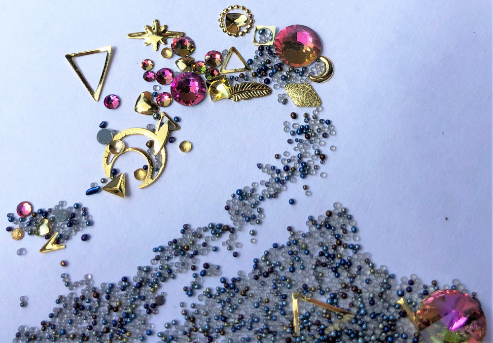 Стрази Swarovski мікс різні розміри та форми + формочки різних форм (1400 шт.) чорні та фіолетово- смарагдові. Київ - фото 2