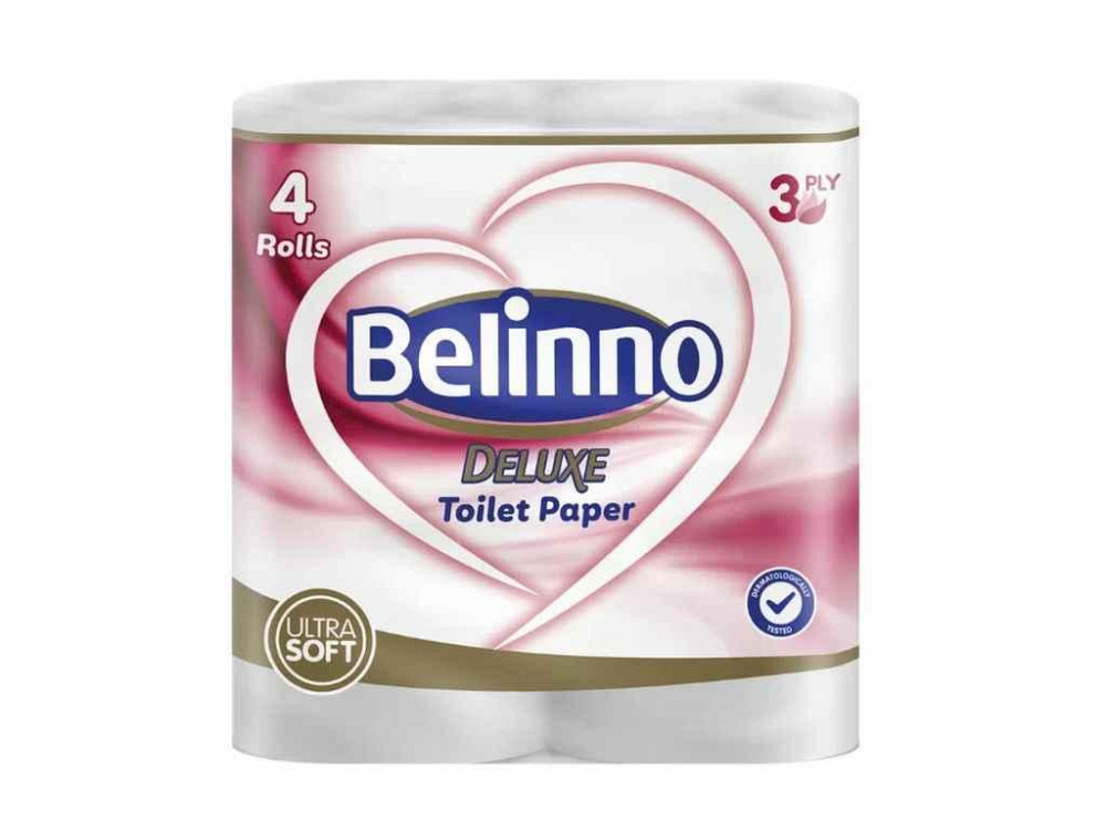 Туалетная бумага 4 рулона 3 слоя целлюлоза DELUX ТМ BELINNO Киев - изображение 1