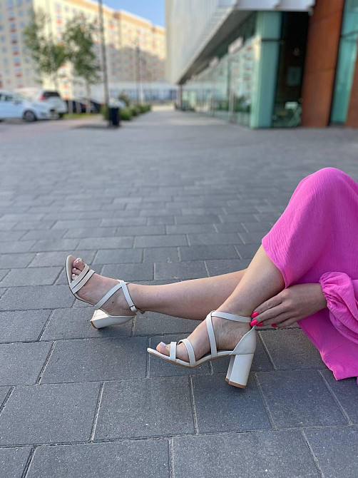 L&M Літні босоніжки жіночі на підборах бежеві з еко-шкіри на стійких підборах L&M F25-3 р. 36-4 Коломыя - изображение 6