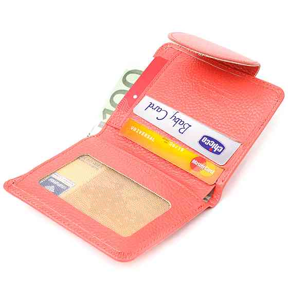Стильный компактный женский кошелек из натуральной кожи CANPELLINI 21669 Коралловый Киев