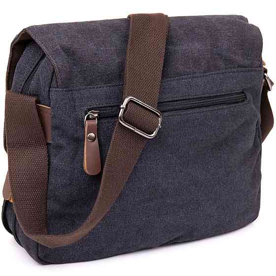 Сумка почтальонка текстильна Чорна (Vintage) Київ