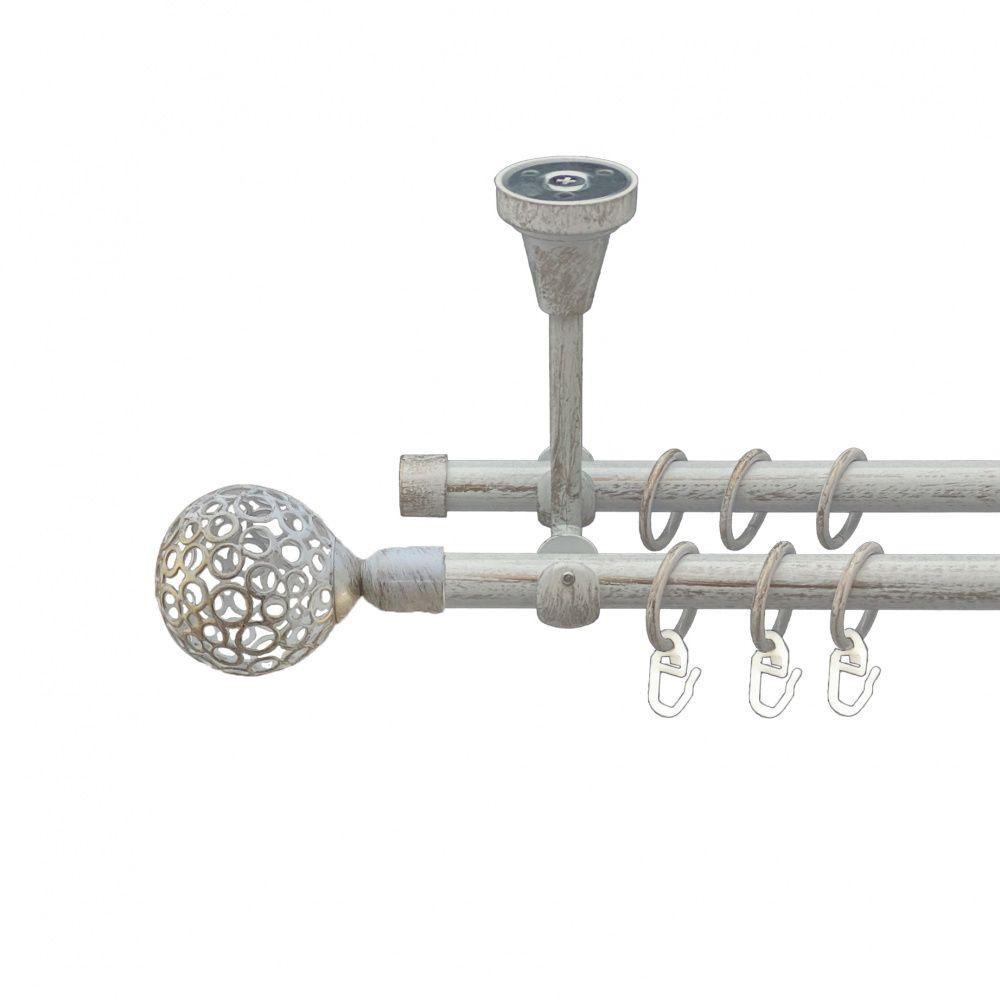 Карниз Orvit Савона металевий дворядний відкритий до стелі гладка труба кільце металеве Біле Золото 16\16 мм Львов - изображение 1