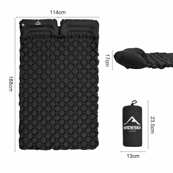 Матрас коврик надувной NMN-208 туристический с подушкой с чехлом 190 х 120 х 5 см Чёрный Коломия