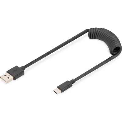 Дата кабель USB 2.0 AM to Type-C 1.0m (0.32m) spiral black Digitus (AK-300430-006-S) Винница