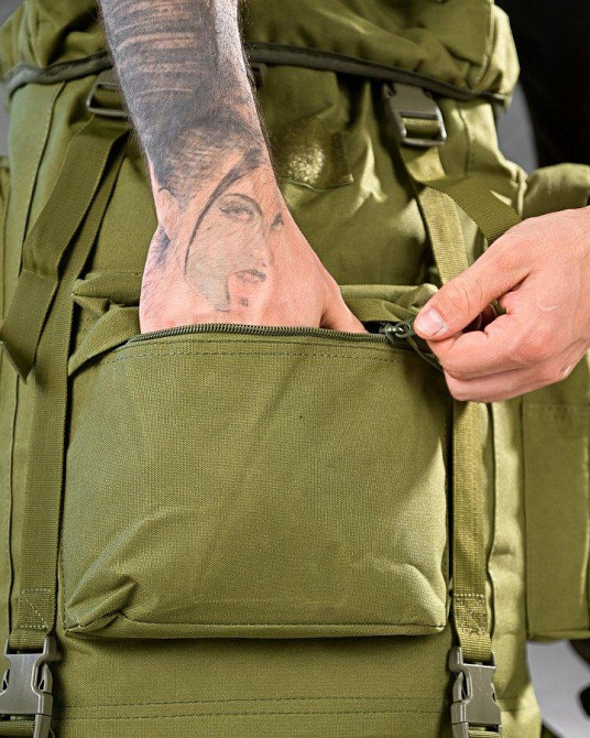 Тактичний рюкзак із металевим каркасом на 100 літрів. Каркасний рюкзак олива РП7468 Одеса - фото 9