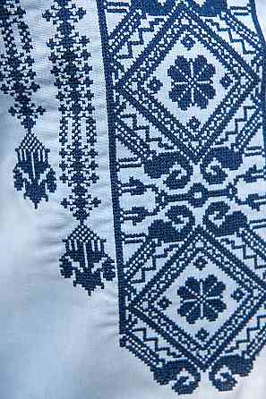 Вышиванка мужская, голубая, льняная топ Киев