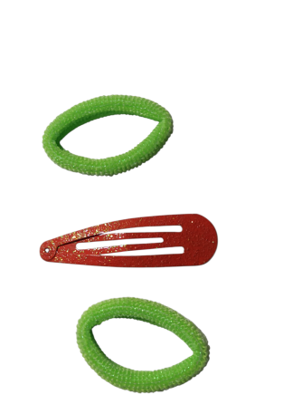 Набор 1 шпилька блестящая и 2 резинки для волос на Хэллоуин салатовый Киев