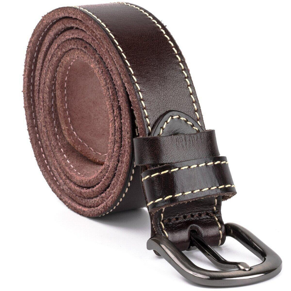 Ремень унисекс со строчкой по краям Vintage 20125 Темно-коричневый Киев - изображение 4