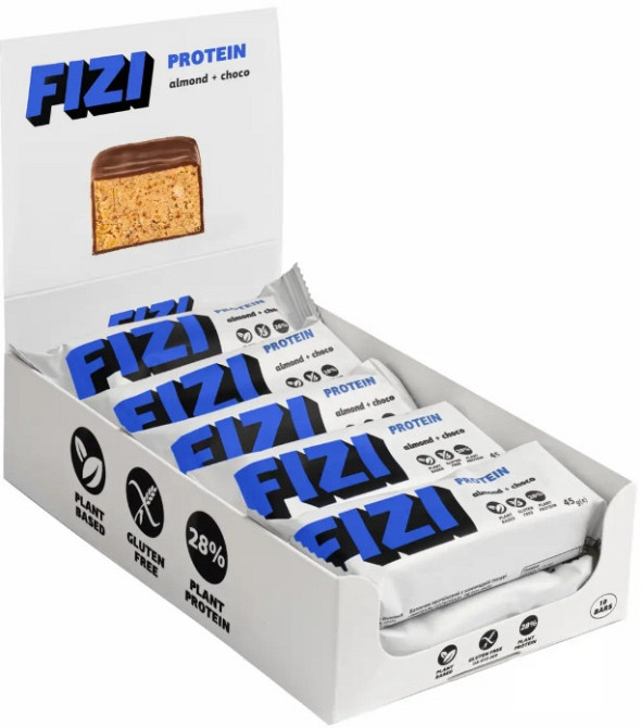 Спортивні батончики FIZI Protein Bar - 10х45g мигдаль-шоколад Київ - фото 1