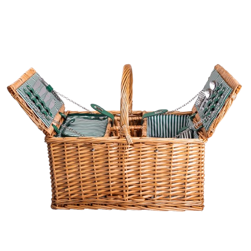 Корзина плетеная для пикника с посудой на 4 персоны 48х33х43 см набор посуды туристический для кемпинга HP-ZQ-3 Киев - изображение 1