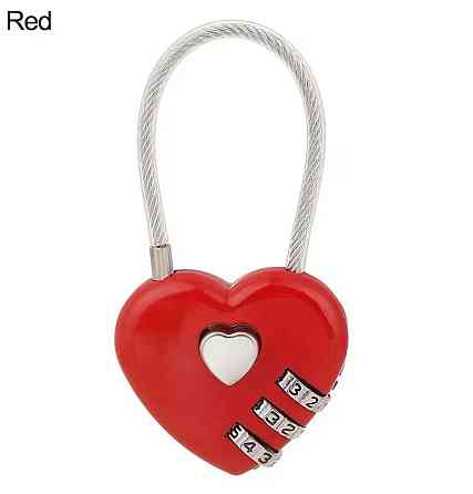 Замок кодовий у формі серця червоний, міні замок для валізи, рюкзака, шафи Київ
