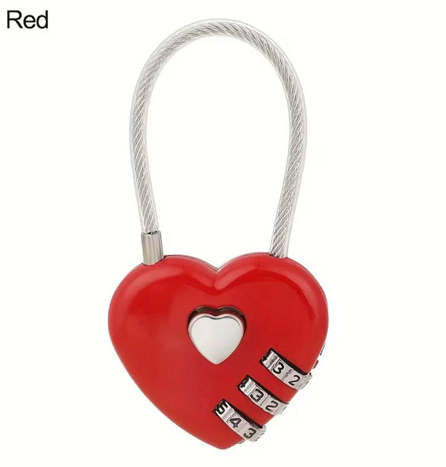Замок кодовий у формі серця червоний, міні замок для валізи, рюкзака, шафи Київ - фото 3