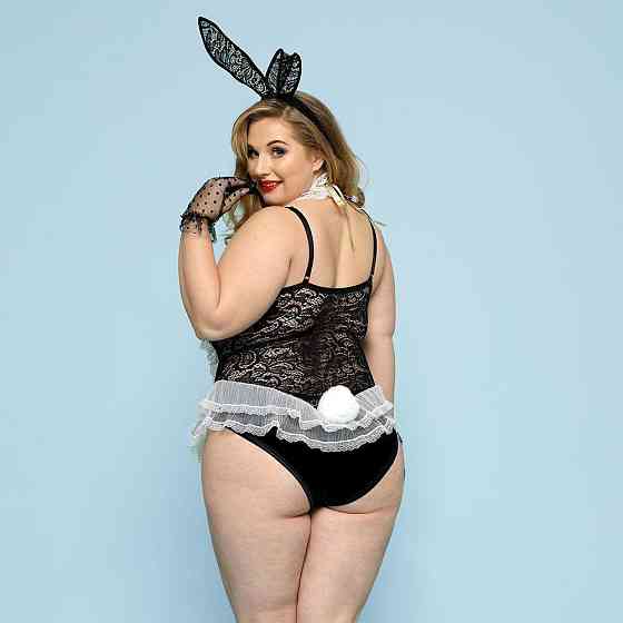 Еротичний костюм зайчика JSY «Пристрасна Медісон» Plus Size, Black, боді, вушка, рукавички, хвіст, ч Sex Aura Київ