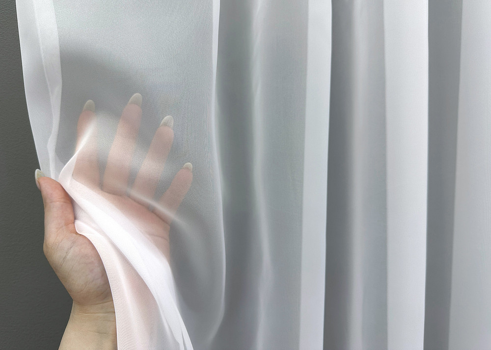 Тюль з тасьмою Вафелька VR-Textil н101 Шифон однотонний Білий 600х250 см (44-015) Київ - фото 4