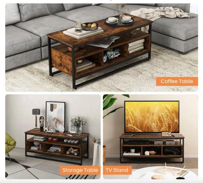 Комод тумба для дому під тв довга сучасна з полицями Costway Mary в стилі лофт Київ - фото 9