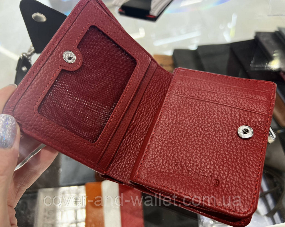 Стильний компактний жіночий гаманець з натуральної шкіри червоного кольору Helen Verde Київ - фото 9