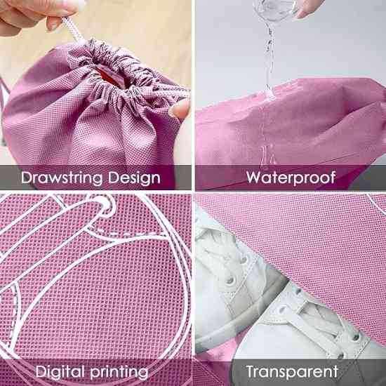 Сумка для обуви на завязках с окошком розовый 41х31см Винница