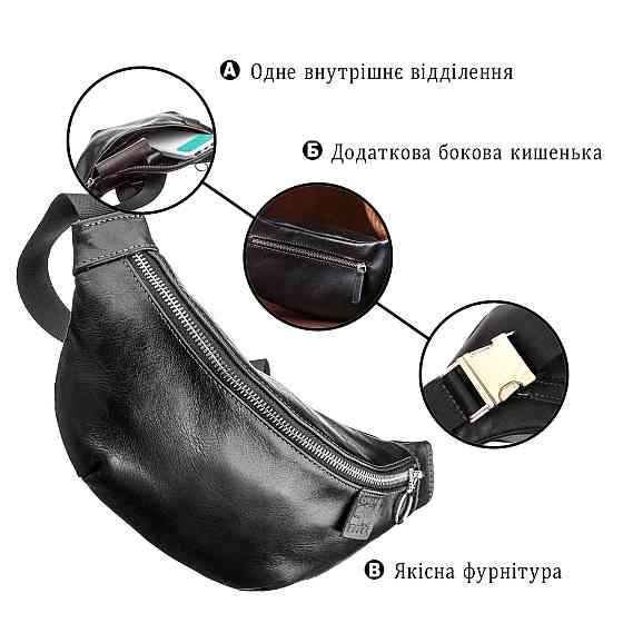 Поясна сумка GRANDE PELLE 11140 Чорна Київ