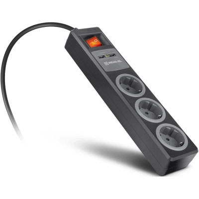 Сетевой удлинитель REAL-EL RS-3 USB CHARGE 1.8m, black (EL122500001) Винница - изображение 8