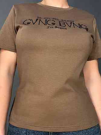 Футболка жіноча A-N 30153 з вишивкою базова однотонна one size, коричневий, one size Київ