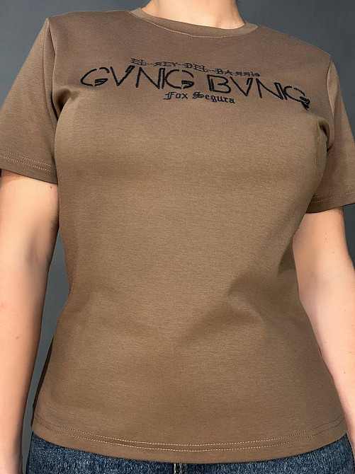 Футболка жіноча A-N 30153 з вишивкою базова однотонна one size, коричневий, one size Київ - фото 4