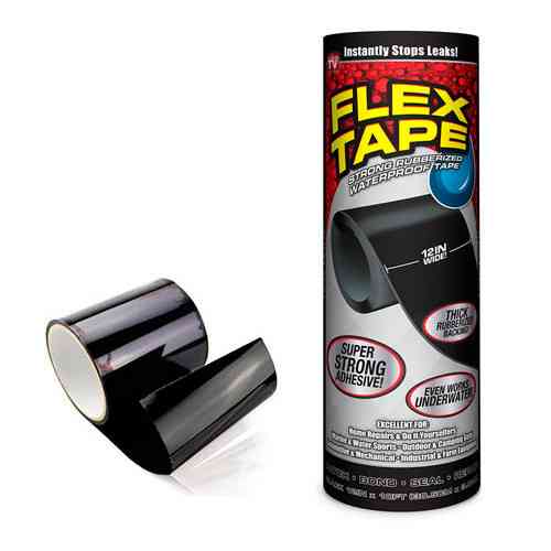 Водонепроникна ізоляційна стрічка FLEX TAPE 150x30 см, гумова чорна ремонтна стрічка Київ