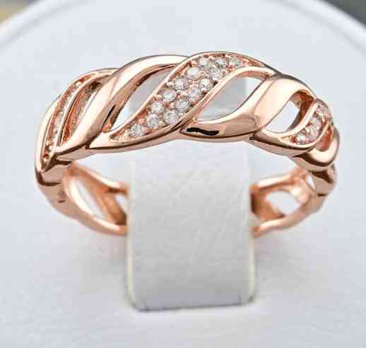 Кольцо Xuping 14371 размер 17, позолота РО, ширина 6мм, вес 2г, белые фианиты Киев