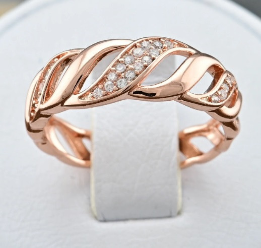 Кольцо Xuping 14371 размер 17, позолота РО, ширина 6мм, вес 2г, белые фианиты Киев - изображение 3