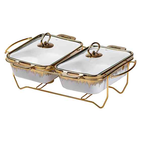 Yiwu порцелянаовий марміт на 2 секції по 1 л золото Коломия