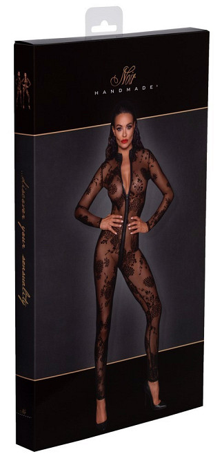 Комбинезон сексуальный полупрозрачный L F237 Noir Handmade, с узором и молнией Sex Aura Киев - изображение 7