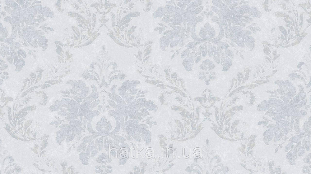 Шпалери метрові вінілові на флізеліні Sintra Classic класика вензель велике структурне срібло беж на білому 406618 Київ - фото 1