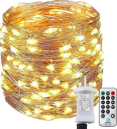 Гірлянда нитка "Роса" Lezonic 25м 220 LED, теплий білий, пульт, таймер, живлення USB/220V, IP65 для дому та саду Київ