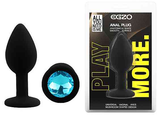 Силіконова анальна пробка EGZO - Silicone Black Round Plug Aqua, size S Sex Aura Київ