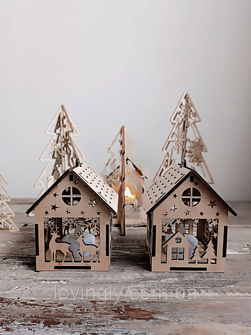 Набор подвесок домков с LED свечами 13см. Ирпень - изображение 7