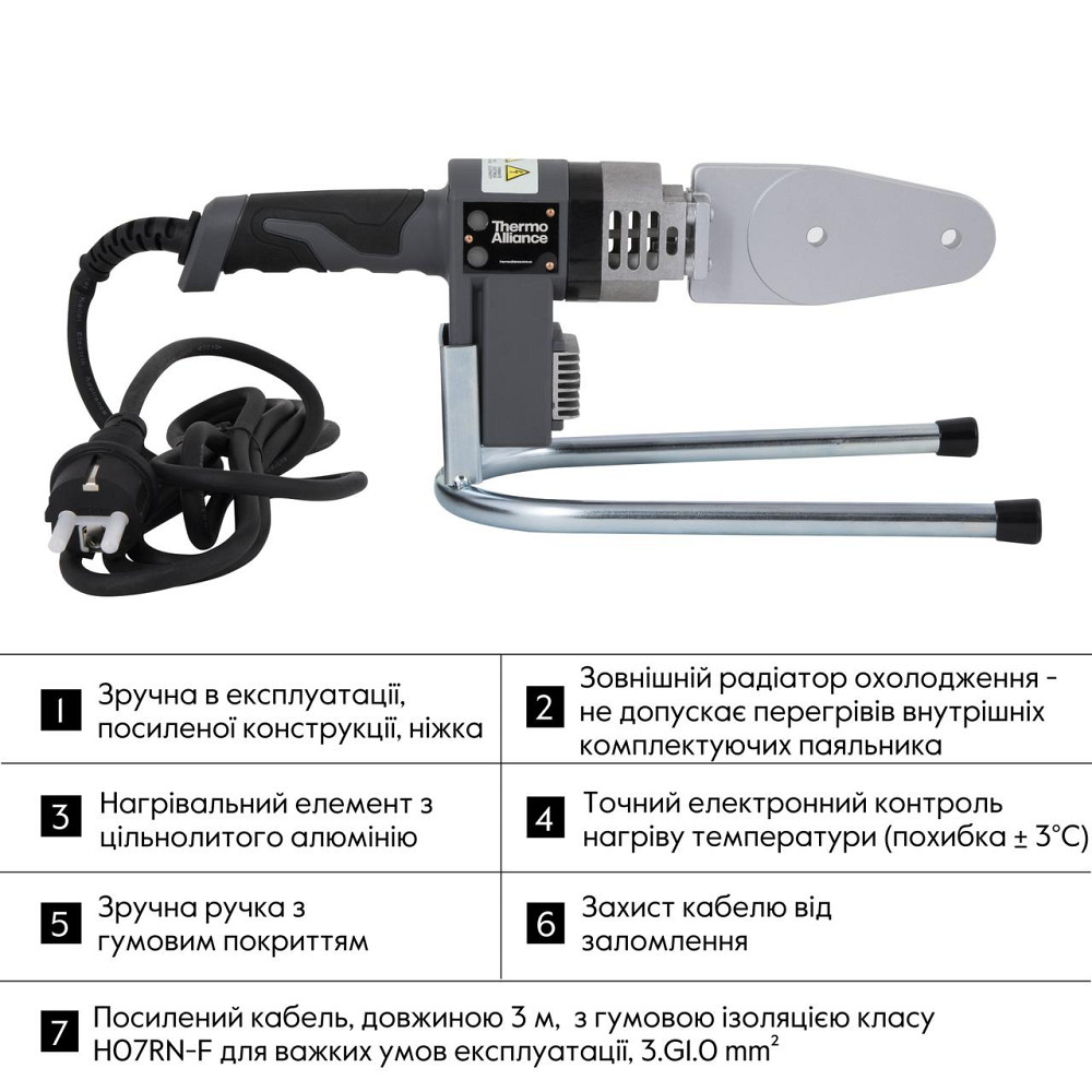 Паяльник для пластикових труб Thermo Alliance STD-101 Ø 20-32 (автоматичний 600W) Київ - фото 11