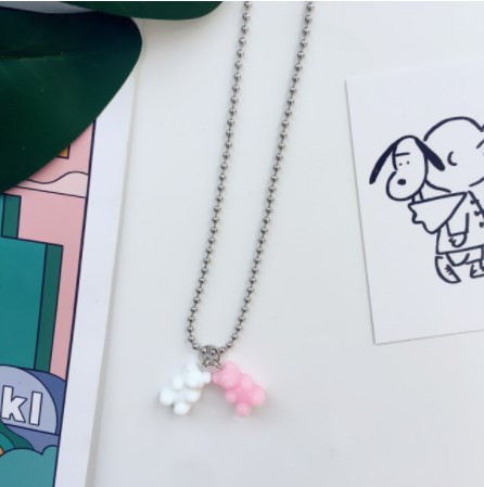 Подвеска с мармеладными мишками, цвет розовый + белый - длина 58см, смола, цинковый сплав Киев - изображение 1