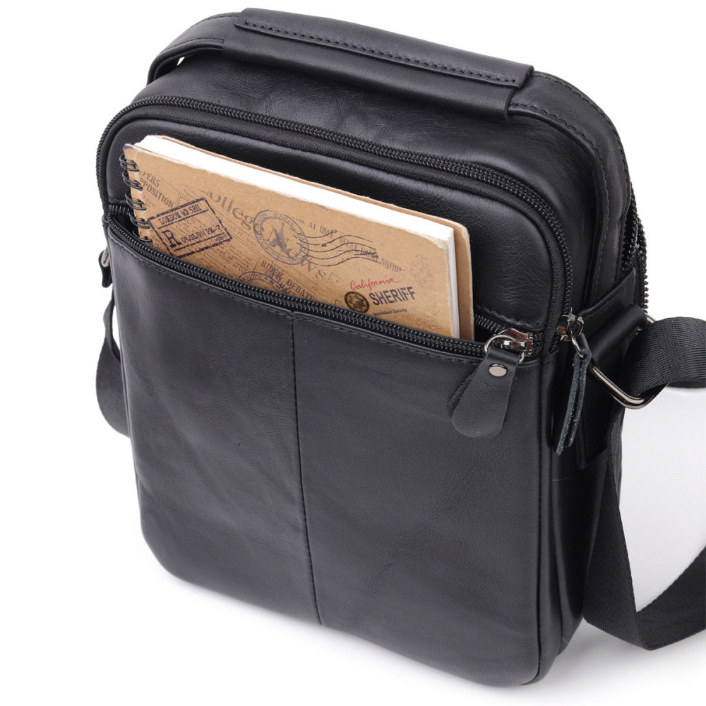 Сумка мужская Vintage 20826 кожаная Черный Киев - изображение 7