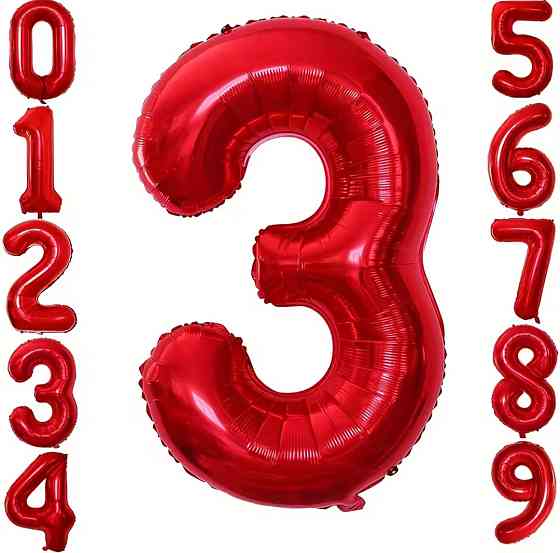 Цифра шар 3 красный 32