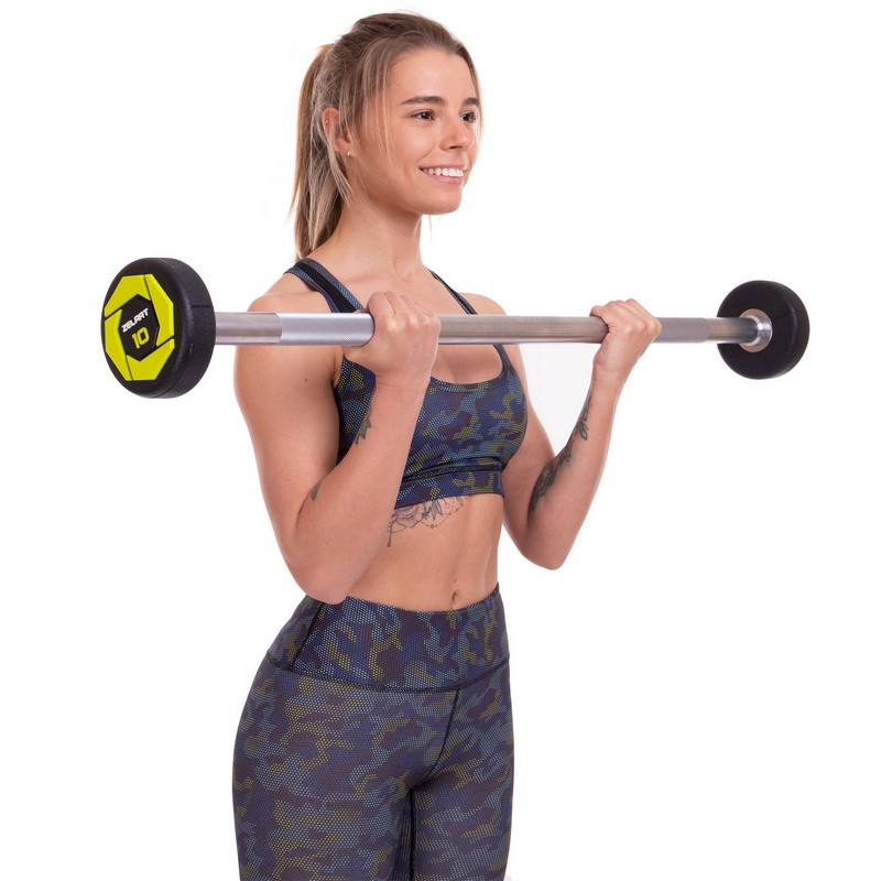 Штанга фіксована пряма поліуретанова Zelart 2689-10 довжина 103 см 10 кг Київ - фото 7