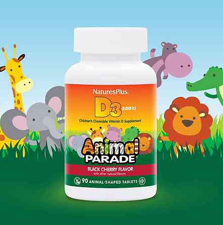 Вітамін D3 з цукром та смаком чорної вишні (Vitamin D3 Animal Parade) 500 МО 90 цукерок Київ