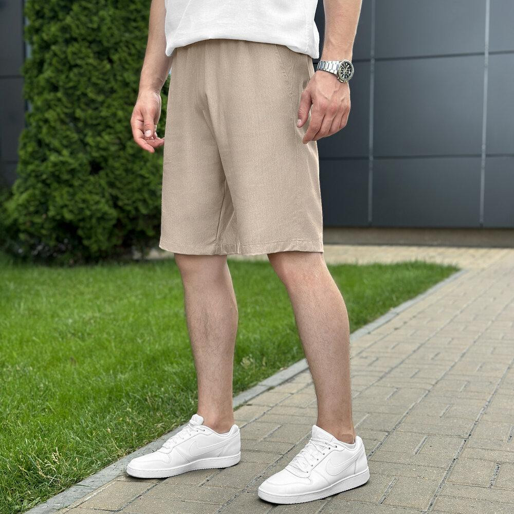 Шорти чоловічі льняні з кишенями бежеві Pobedov Marsel Київ - фото 2