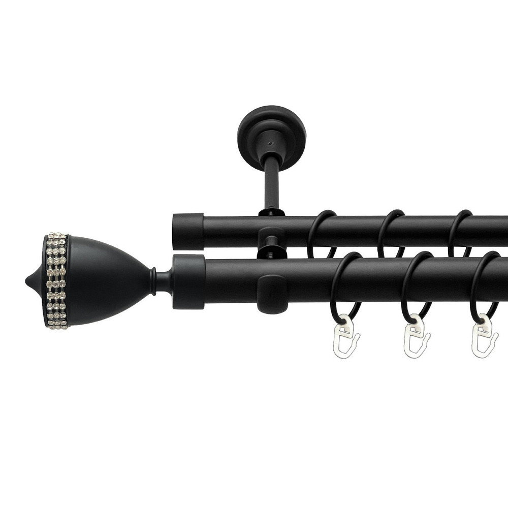 Карниз Orvit Етернія металевий дворядний відкритий гладка труба кільце металеве Чорний Оксамит 25\19 мм 240 см (00-00024554) Львів - фото 1